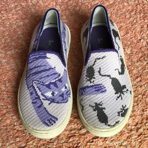 Rothy’s Go Chase Cat & Mouse Sneakers Little Girls Purple Size 10